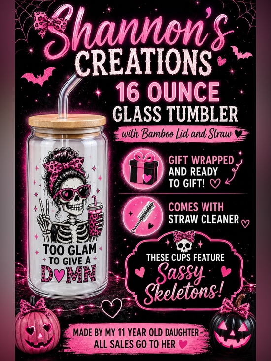 Shannons creations Other - Buy now* 16 ounce glass tumbler sassy skeleton